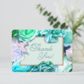 Pale Teal Rose Thank You Card Bedankkaart (Staand voorkant)