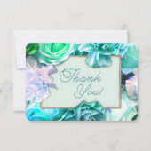 Pale Teal Rose Thank You Card Bedankkaart (Voorkant)