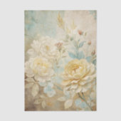 Pale Yellow and White Peony Floral Pattern Tissuepapier (Voorkant)