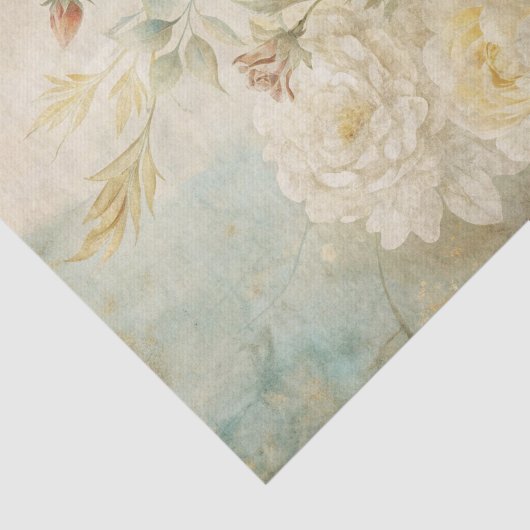 Pale Yellow and White Peony Floral Pattern Tissuepapier (Detail)