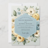 Pale Yellow Floral Whimsical Wedding Kaart (Voorkant)