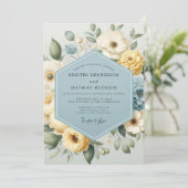 Pale Yellow Floral Whimsical Wedding Kaart (Staand voorkant)