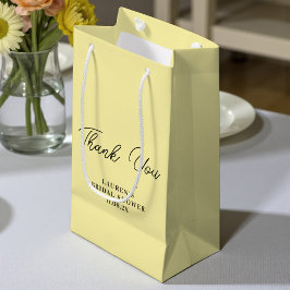 Pale Yellow Minimalist Bridal Shower Thank You Klein Cadeauzakje