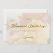 Pale Yellow Rose Secret Gardens Birthday Card Kaart (Achterkant)