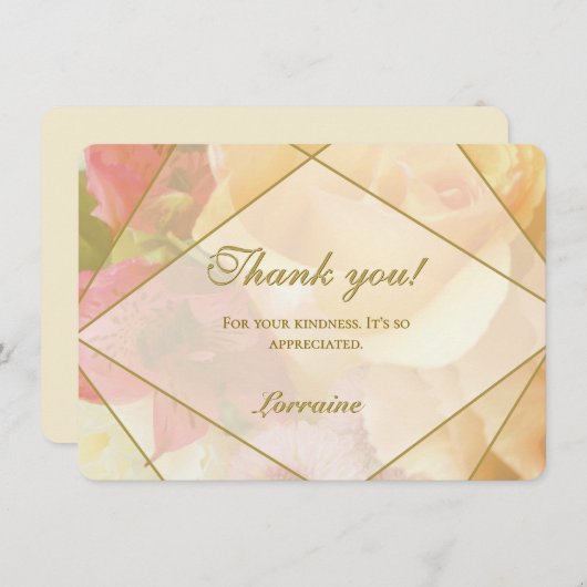 Pale Yellow Rose Thank You Card Bedankkaart (Voorkant / Achterkant)
