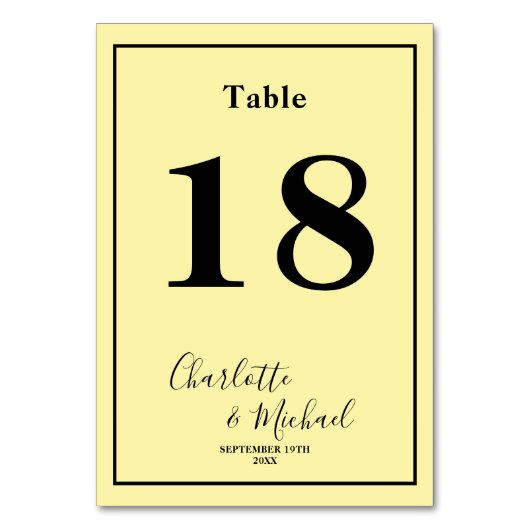 Pale Yellow Script Minimalist Wedding Kaart (Voorkant)