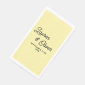 Pale Yellow Script Minimalist Wedding Servet (Hoek)