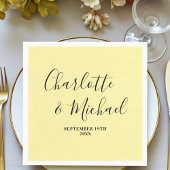 Pale Yellow Script Minimalist Wedding Servet