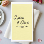 Pale Yellow Script Minimalist Wedding Servet