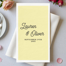 Pale Yellow Script Minimalist Wedding Servet