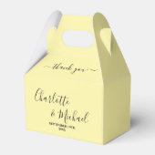 Pale Yellow Script Minimalist Wedding Thank You Bedankdoosjes (Voorkant Zijde)