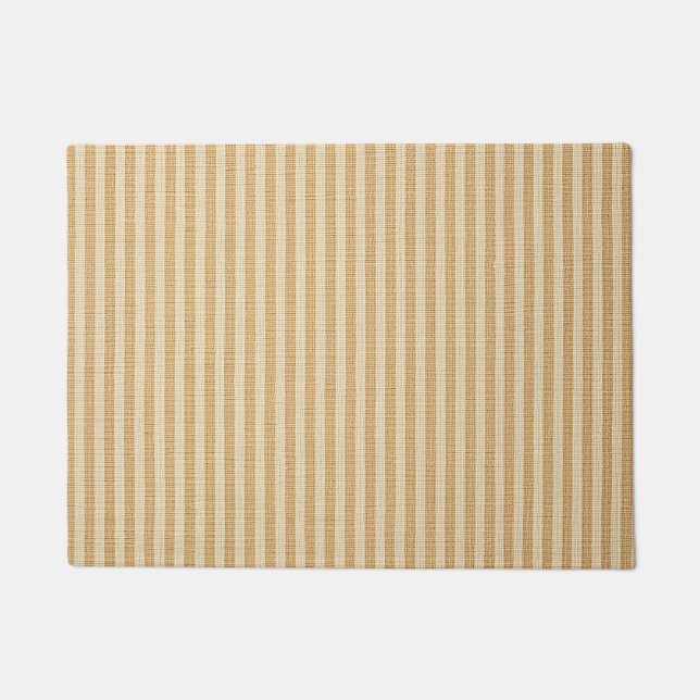 Pale Yellow Stripes Threaded Fabric Pattern Deurmat (Voorkant)