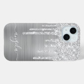 Pale Zilveren Glitterdruppels Glam Handtekening Case-Mate iPhone Case (Achterkant (horizontaal))