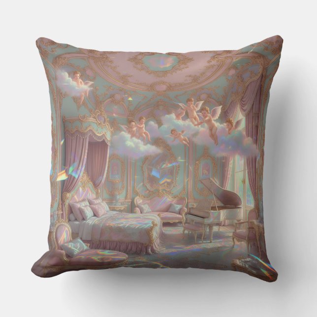 Paleis Droomlandschap Psychedelische Rococo Reviva Kussen (Voorkant)