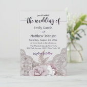 paleis Floral Roos Grijze bruiloft Kaart (Staand voorkant)