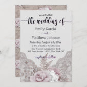 paleis Floral Roos Grijze bruiloft Kaart (Voorkant / Achterkant)