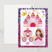 Paleis Gouden Kroon Roze Paars Pailletten Briefkaart (Voorkant / Achterkant)