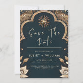 Paleis Hindi Henna Mehndi Indiase stijl bruiloft Save The Date (Voorkant)