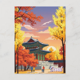 Paleis in Herfst Seoul Zuid-Korea Briefkaart