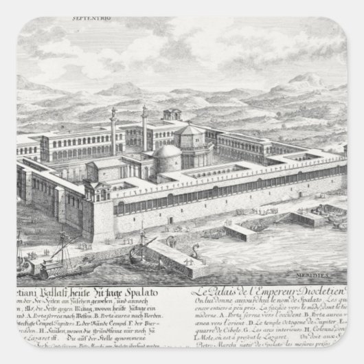 Paleis van Diocletiaan (245-313), Split, Joegoslav Vierkante Sticker (Voorkant)