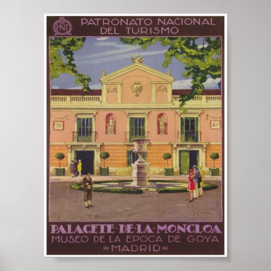 Paleis van Moncloa Spain Vintage Travel Poster (Voorkant)