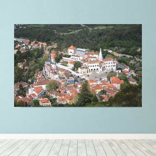 Paleis van Sintra van bovenaf in Sintra, Portugal Canvas Afdruk (Insitu (Houten vloer))