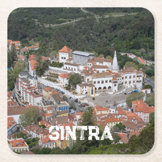 Paleis van Sintra van bovenaf in Sintra, Portugal Kartonnen Onderzetters (Voorkant)