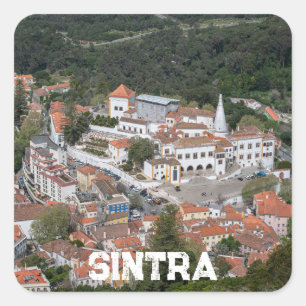 Paleis van Sintra van bovenaf in Sintra, Portugal Vierkante Sticker