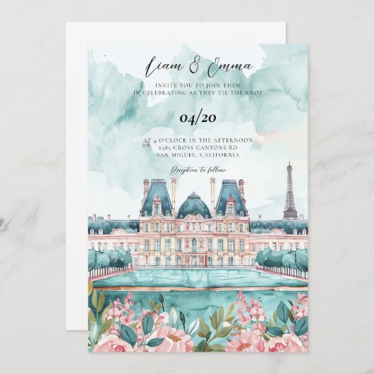 paleis van versailles frankrijk landschap bruiloft kaart (Voorkant / Achterkant)
