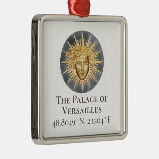 Paleis van Versailles Latitude & Lengtegraad Metalen Ornament (Rechts)