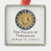 Paleis van Versailles Latitude & Lengtegraad Metalen Ornament (Voorkant)