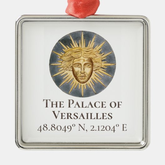 Paleis van Versailles Latitude & Lengtegraad Metalen Ornament (Voorkant)