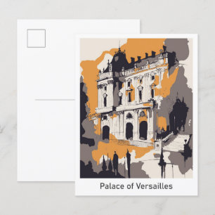 Paleis van Versailles Vintage Travel Illustration Briefkaart