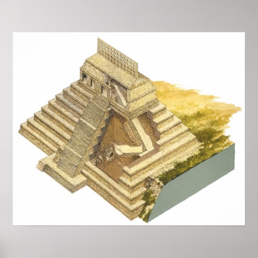 Palenque Mexico. Tempel van de Inscripties Poster (Voorkant)