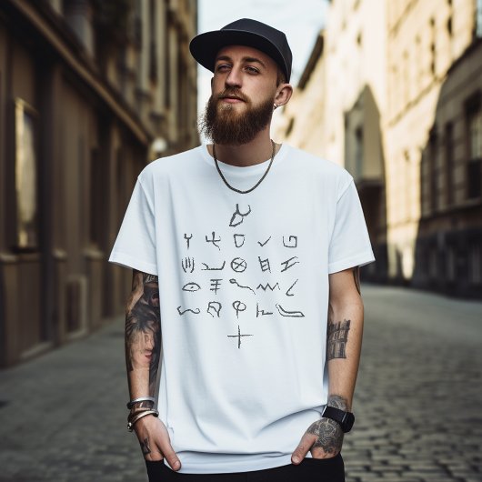 Paleo Hebreeuws alfabet typografie Hand getrokken T-shirt