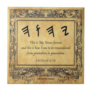 Paleo Hebrew Naam van God op Parchment Background Tegeltje