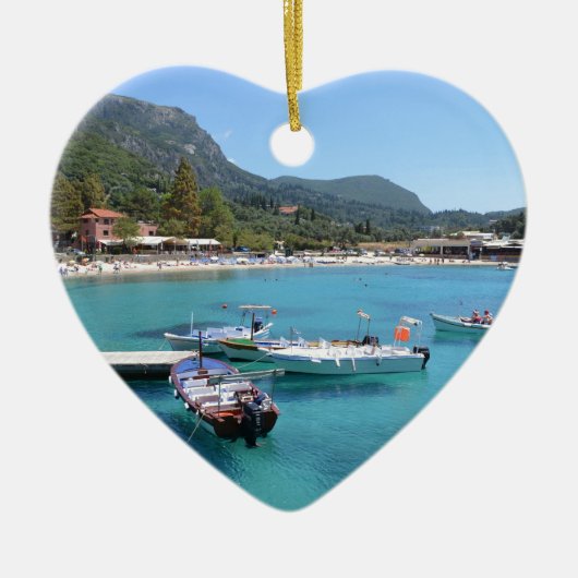 Paleokastritsa Beach, Corfu Keramisch Ornament (Voorkant)