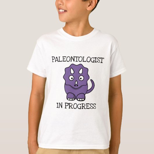 Paleontoloog in het Paarse Triceratops Boys T-shirt (Voorkant)