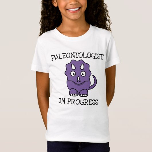 Paleontoloog in Progress Paarse Triceratops Girl T-shirt (Voorkant)