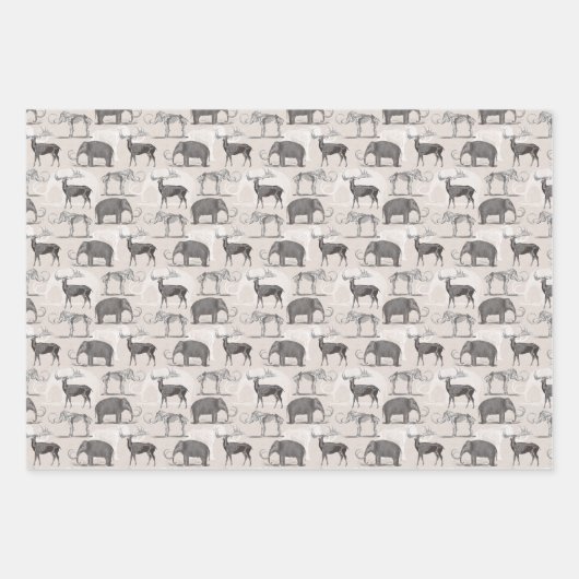 Paleontoloog Wooly Mammoth en Giant Irish Elk Inpakpapier Vel (Voorkant 3)