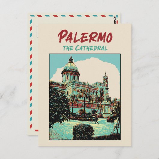 Palermo, afbeelding van de kathedraal Sicilië P Briefkaart (Voorkant / Achterkant)