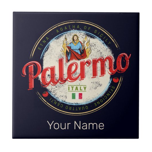 Palermo hoofdstad van Sicilië Italië  souvenir Tegeltje (Voorkant)