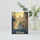 Palermo Italië Kunst Vintage Reizen Illustratie Briefkaart (Staand voorkant)