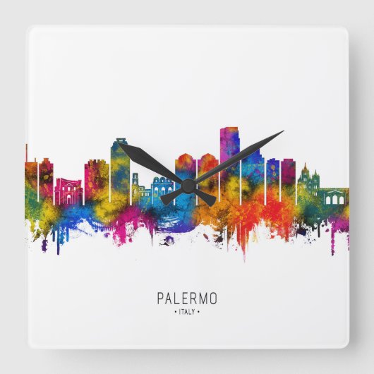 Palermo Italië Skyline Vierkante Klok (Voorkant)