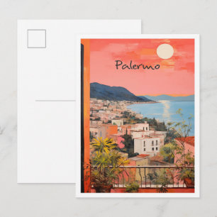 Palermo Italië Vintage Reis Kunst Briefkaart