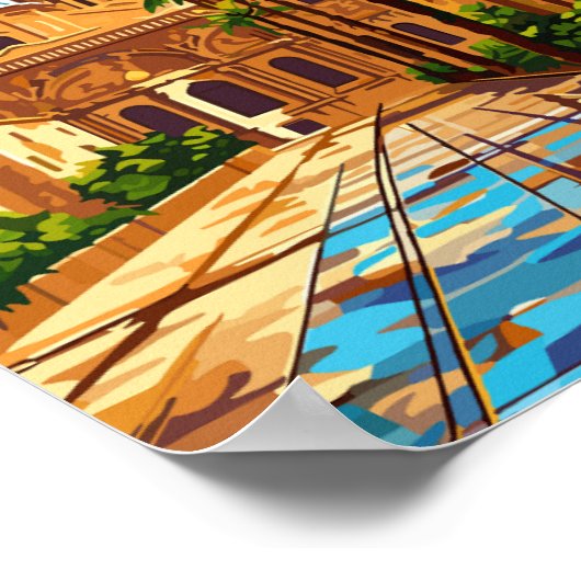 Palermo Italië vintage reisillustratie Poster (Hoek)