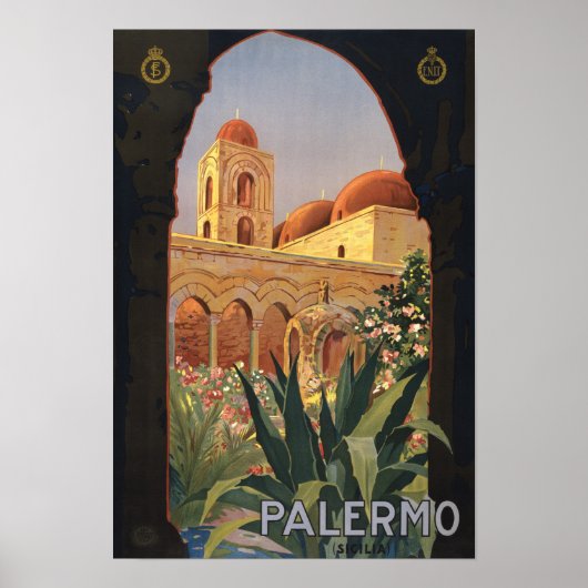 Palermo Italië Vintage Reisposter Poster (Voorkant)