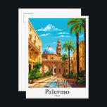 Palermo Italië Vintage Travel Portret Illustratie Briefkaart<br><div class="desc">Palermo Italië Kunst Vintage Reizen Portret schilderen Illustratie</div>