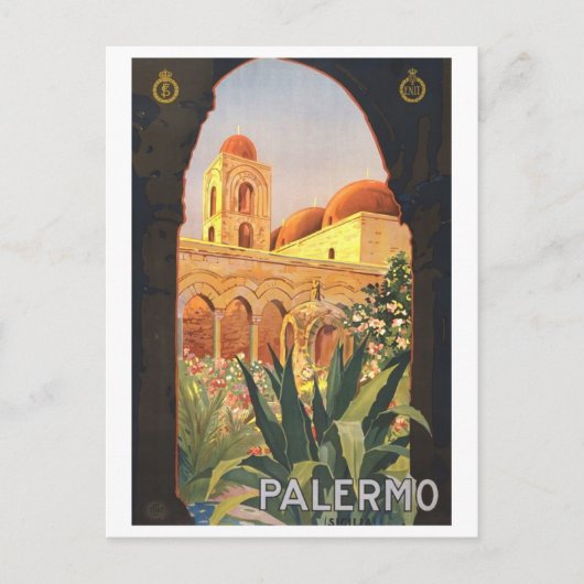 Palermo Italië Vintage Travel Poster Briefkaart (Voorkant)