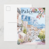 Palermo Italië Waterverf Schilderij Reizen Briefkaart (Voorkant / Achterkant)